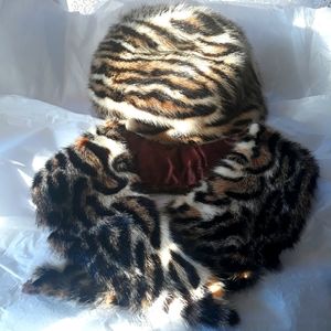 Vintage Leopard Real Fur Hat and Collar